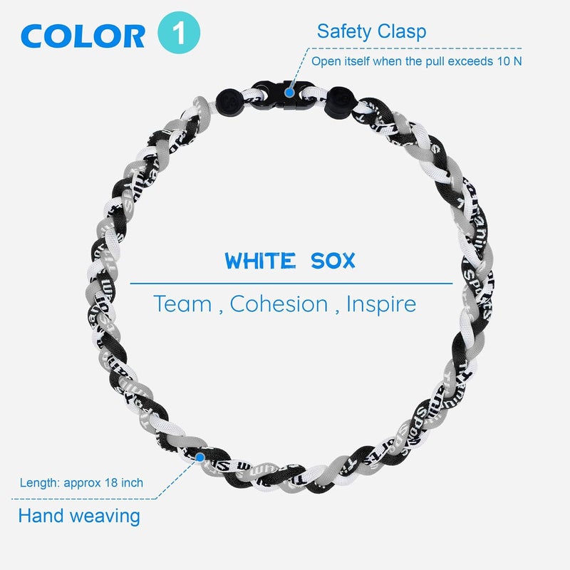 SUPBOMM 3 pcs Baseball Rope Necklaces, League Team Colors Braided Necklace, Baseball Team Gifts - Image 2